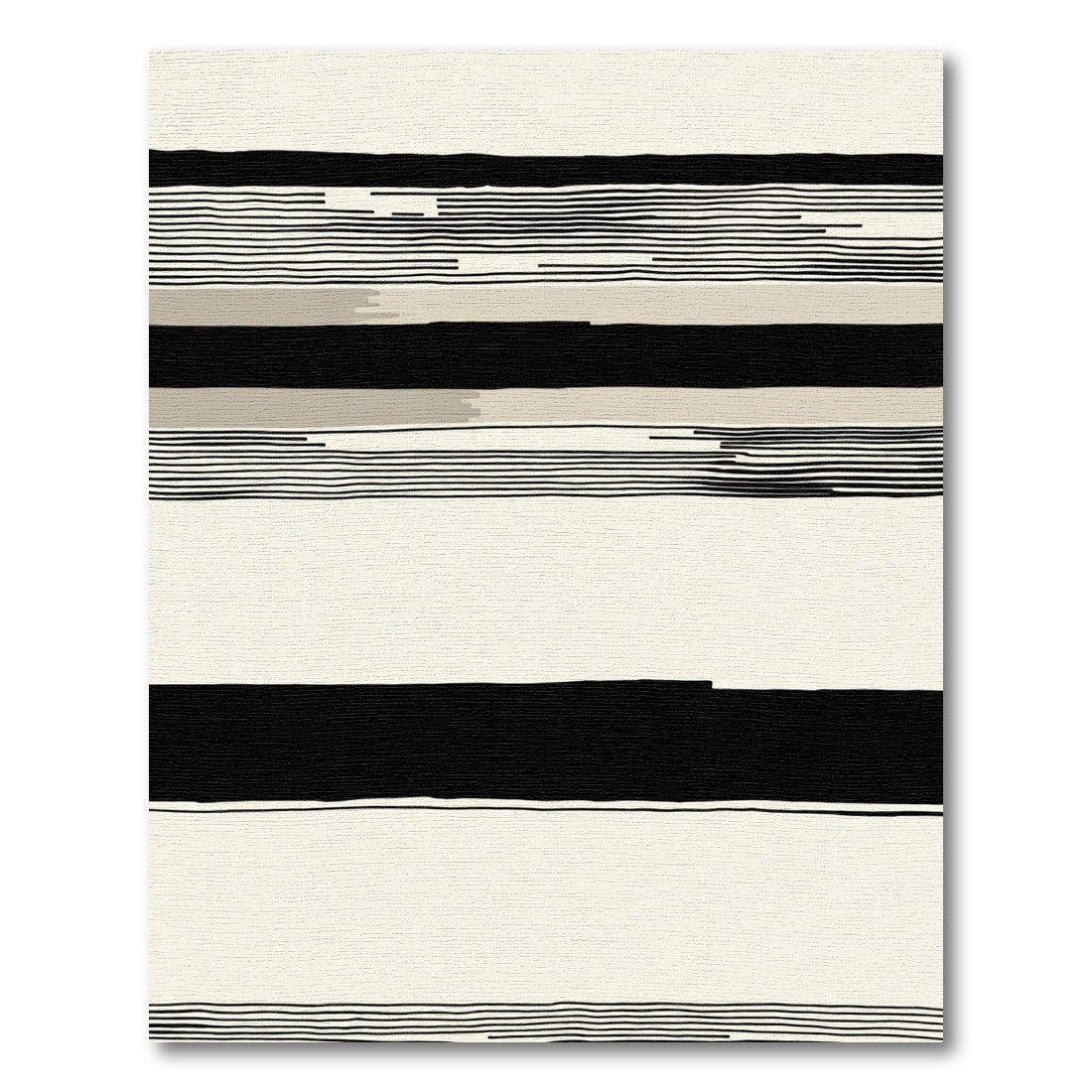 Modern Black Cream Striped Abstract Rug