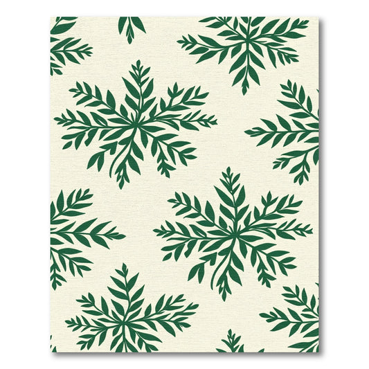 Deep Forest Green Leaf Medallions Rug