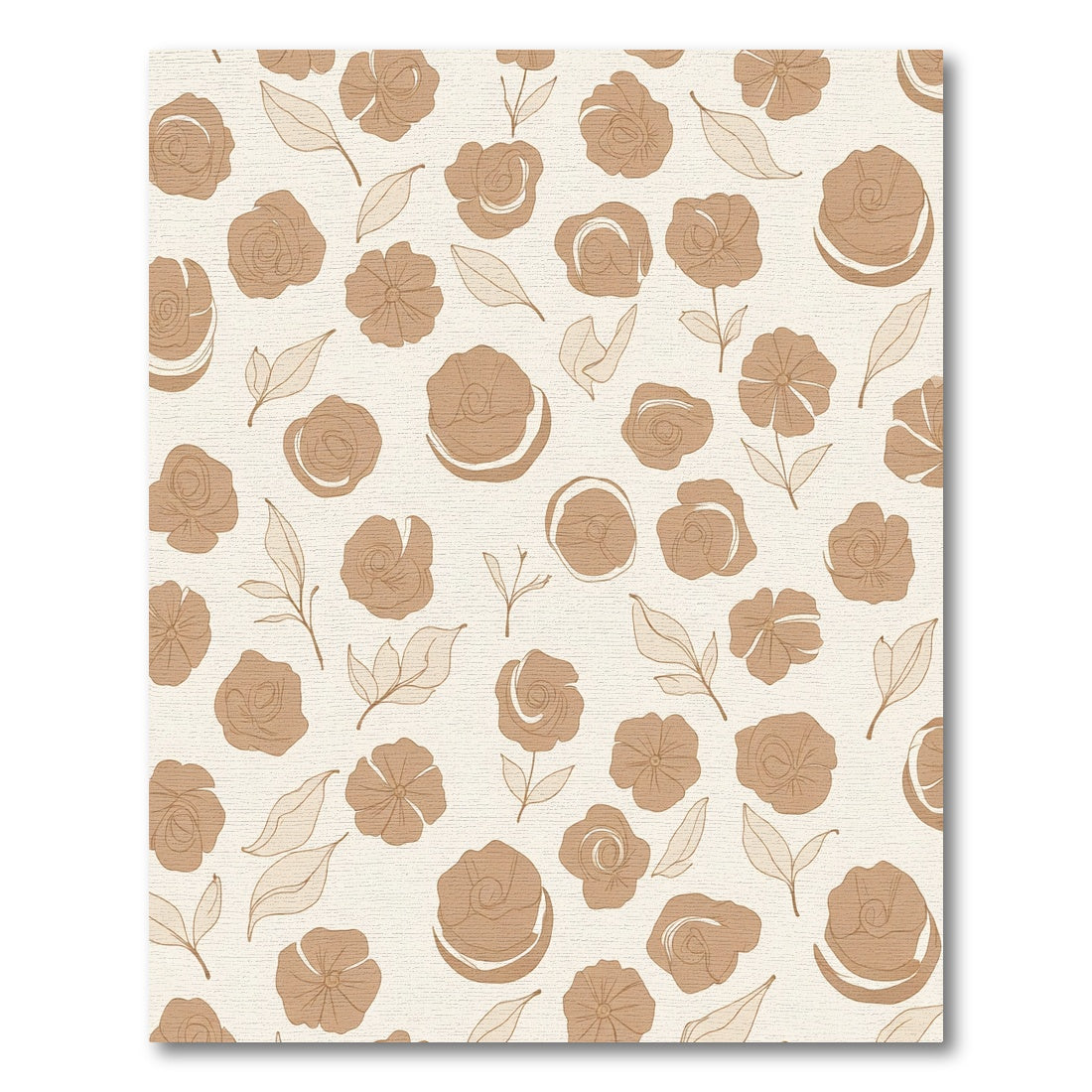 Warm Beige Outline Floral Scatter Rug