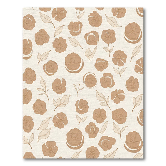 Warm Beige Outline Floral Scatter Rug