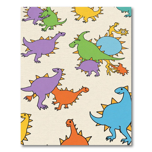 Colorful Cartoon Dinosaurs Playful Repeat Rug