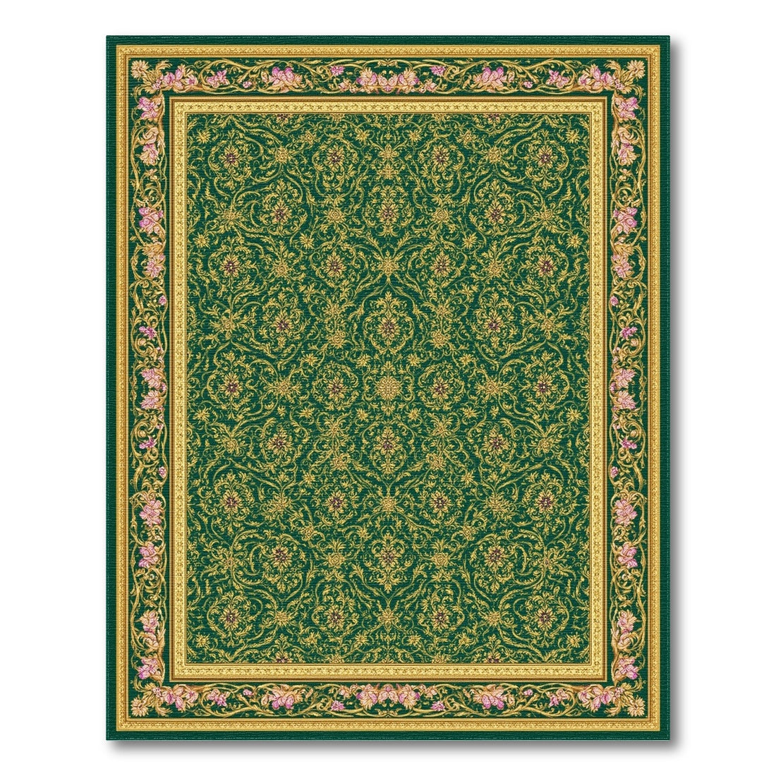 Green Gold Persian Floral Area Rug