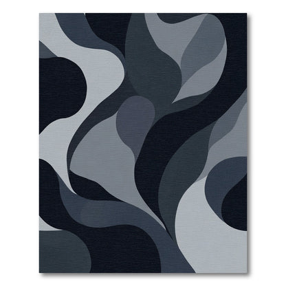 Monochrome Abstract Swirl Flow Rug
