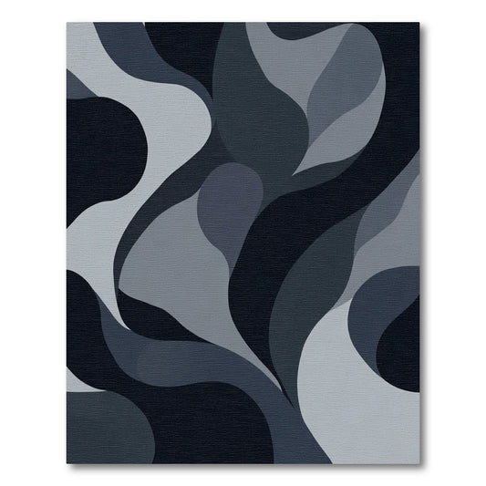 Monochrome Abstract Swirl Flow Rug