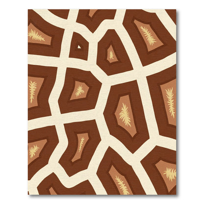 Brown and Cream Abstract Leafy Geo Rug