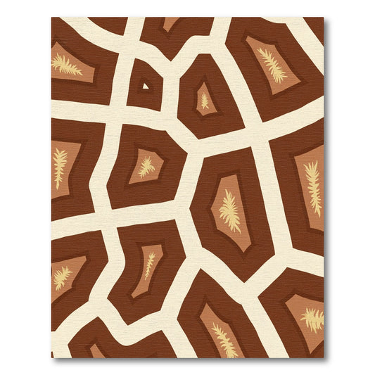 Brown and Cream Abstract Leafy Geo Rug