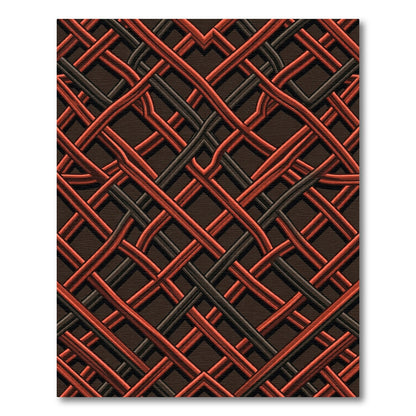 Rustic Red Black Lattice Weave Rug