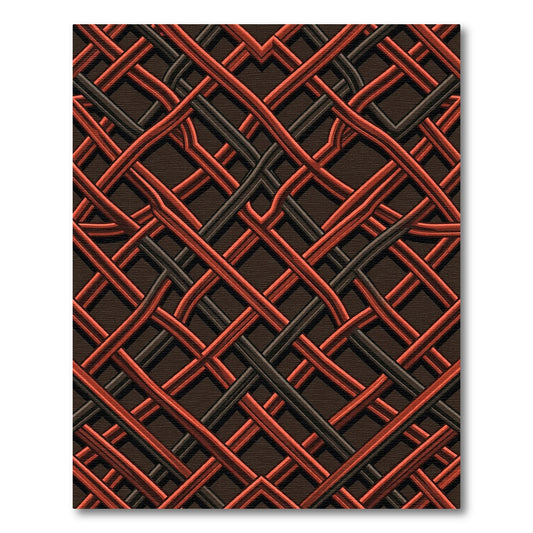 Rustic Red Black Lattice Weave Rug