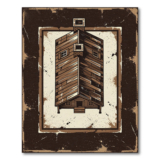Rustic Wooden Cabin Textured Border Rug