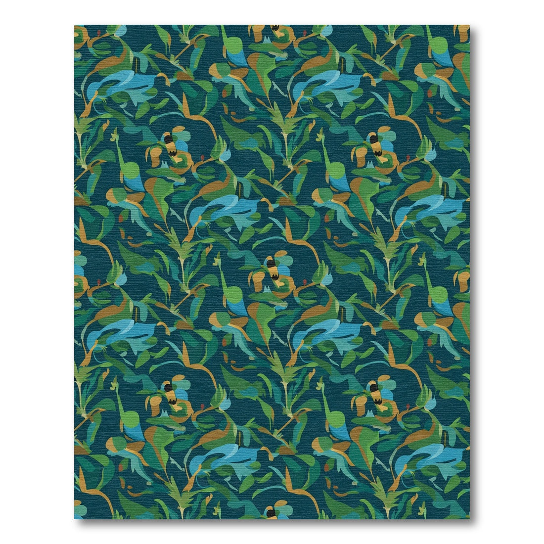 Deep Teal Tropical Foliage Medley Rug