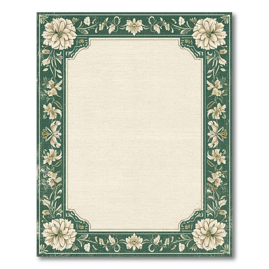 Green Vintage Green Floral Area Rug