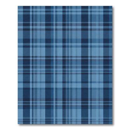Classic Blue Plaid Checkered Rug