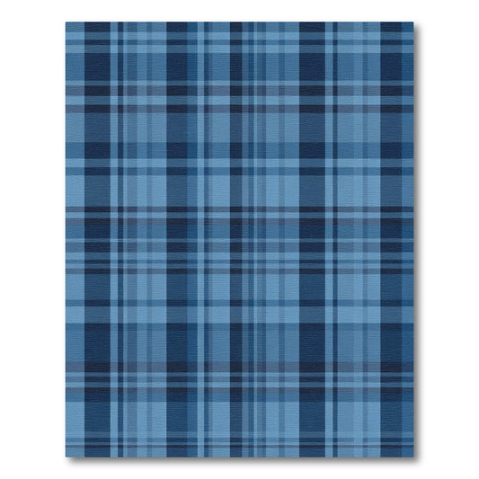 Classic Blue Plaid Checkered Rug