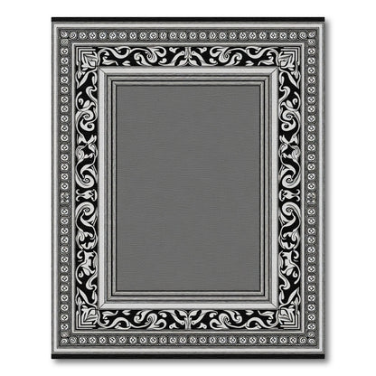 Monochrome Ornate Swirl Frame Rug