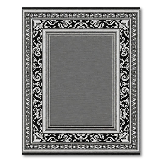 Monochrome Ornate Swirl Frame Rug