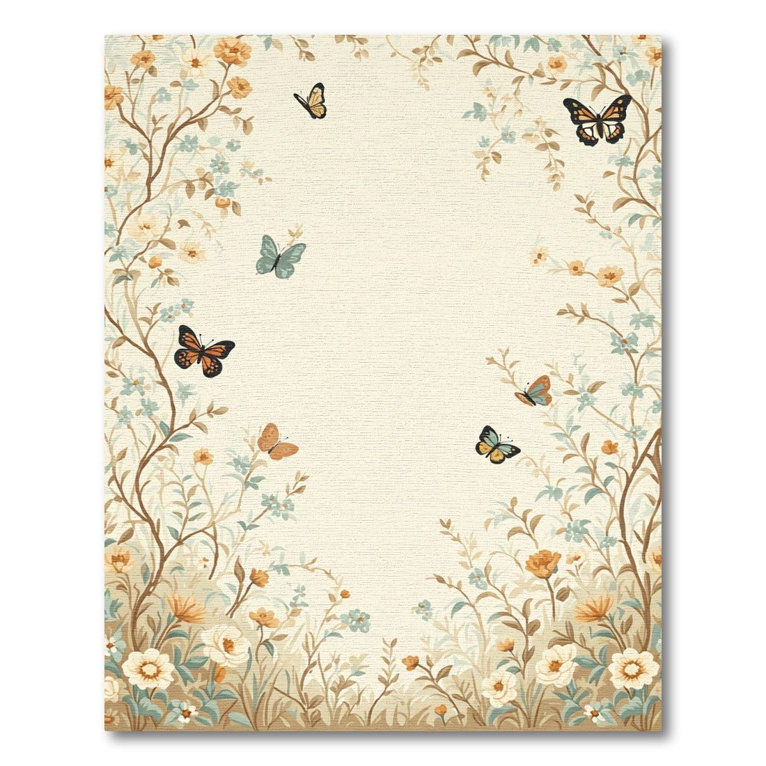 Whimsical Floral Garden Butterflies Rug