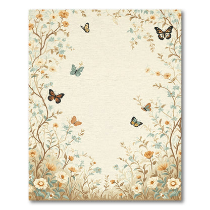 Whimsical Floral Garden Butterflies Rug