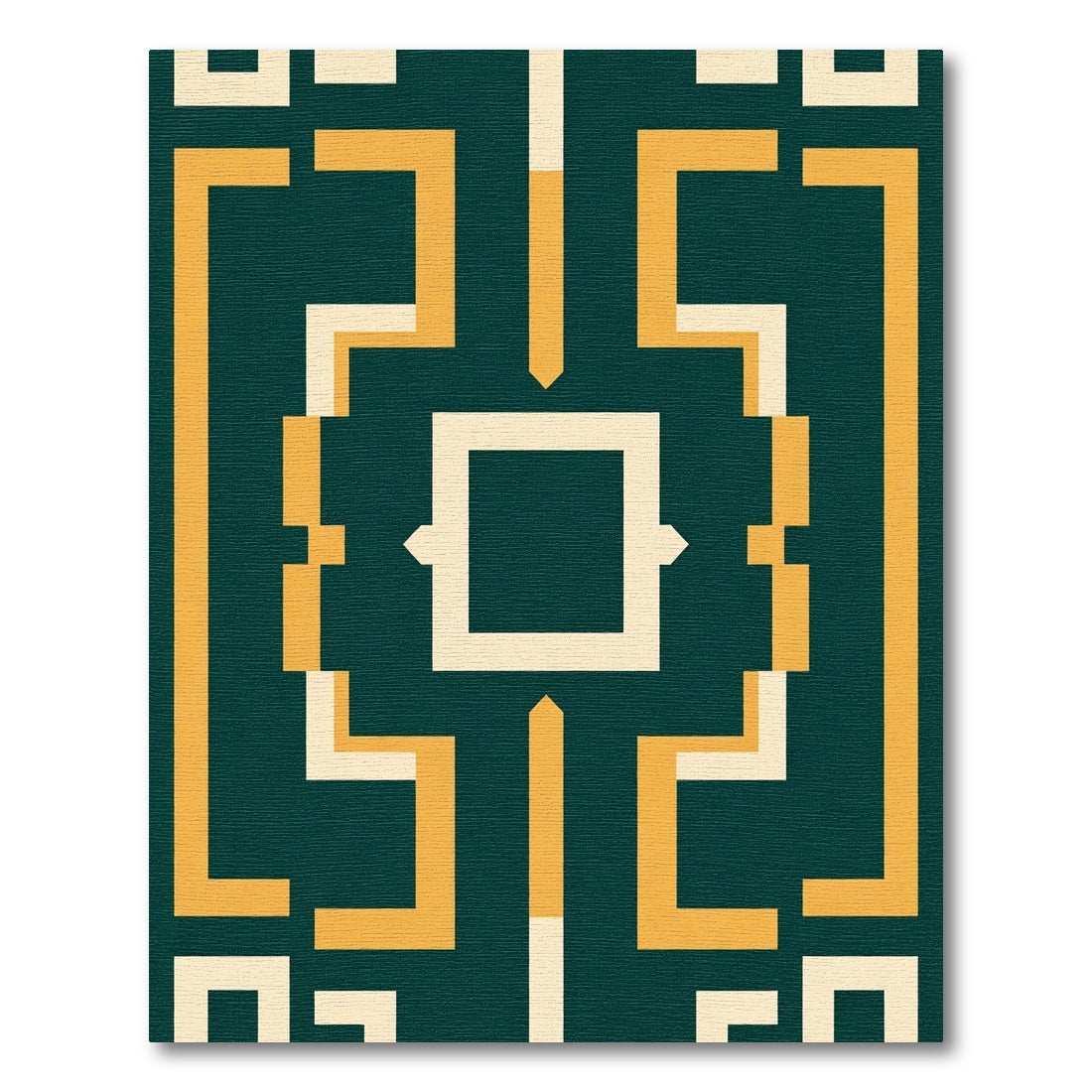 Emerald Yellow Abstract Geometric Squares Rug