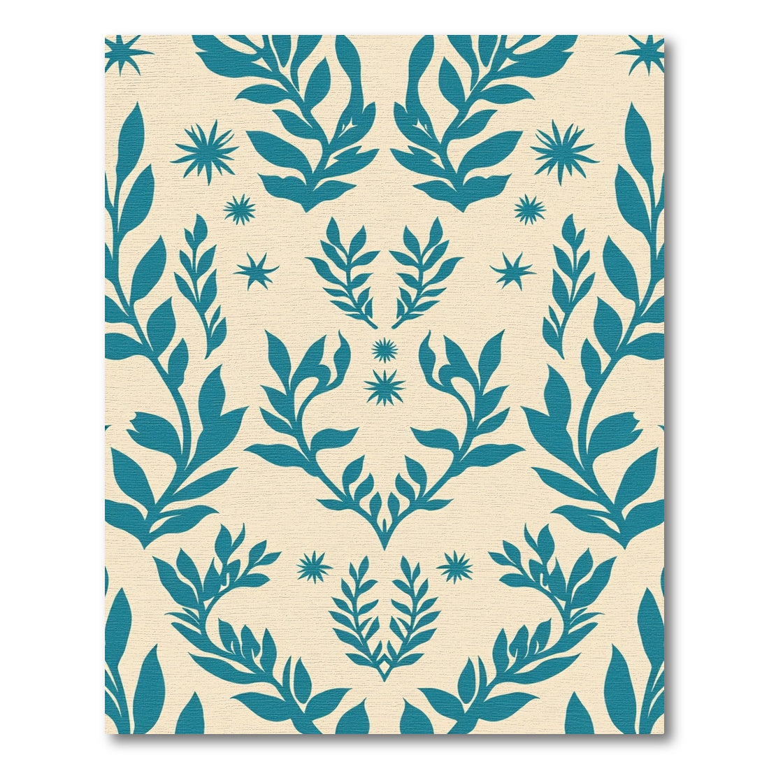 Teal Botanical Symmetry Arrangement Rug
