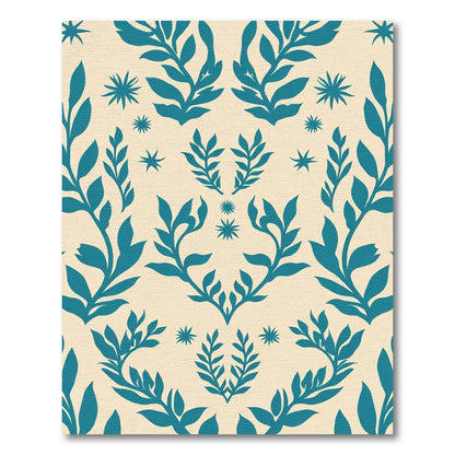 Teal Botanical Symmetry Arrangement Rug