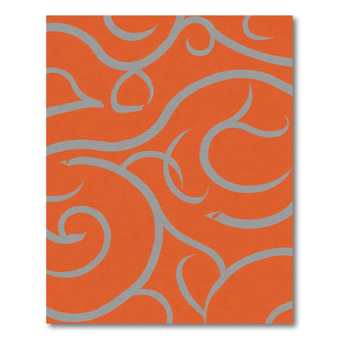 Orange Gray Swirl Flow Rug