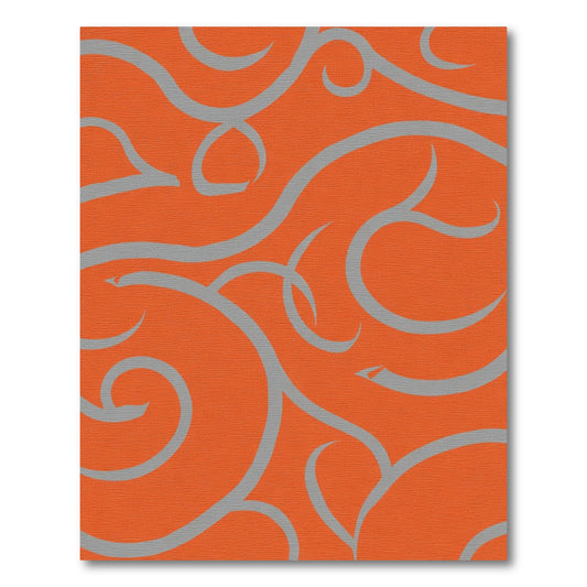 Orange Gray Swirl Flow Rug
