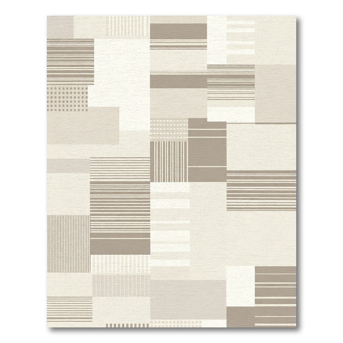 Neutral Geometric Stripe Patchwork Rug