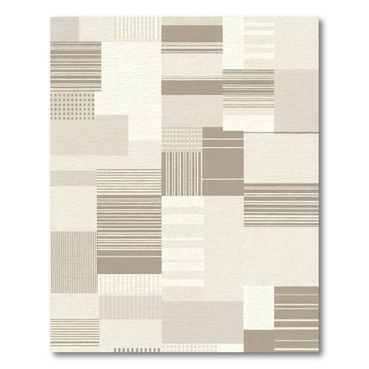 Neutral Geometric Stripe Patchwork Rug