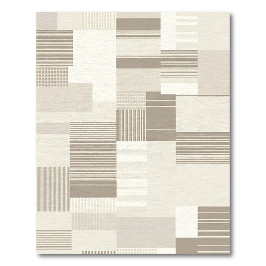 Neutral Geometric Stripe Patchwork Rug