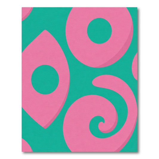 Teal Pink Abstract Swirl Shapes Rug