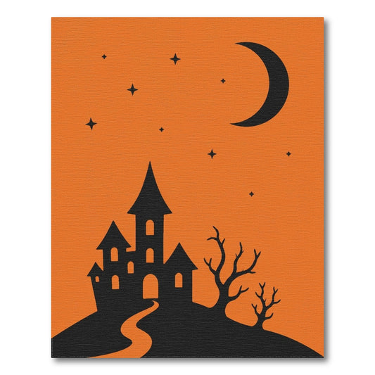 Spooky Orange Castle Area Rug