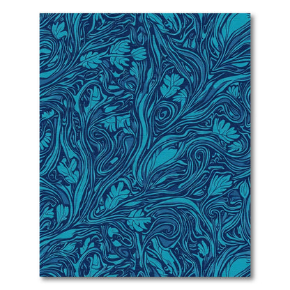Deep Blue Ocean Swirl Floral Rug