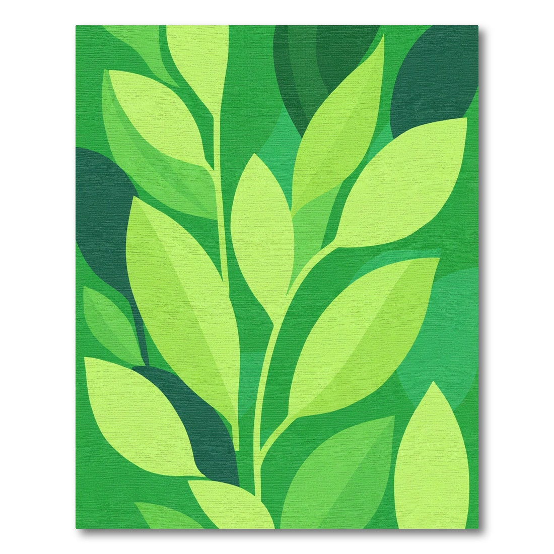 Green Leaf Branch Watercolor Rug