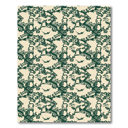 Dark Green Scrollwork Floral Repeating Rug