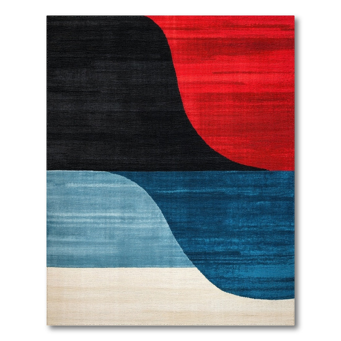 Bold Geometric Area Rug in Red Black Blue