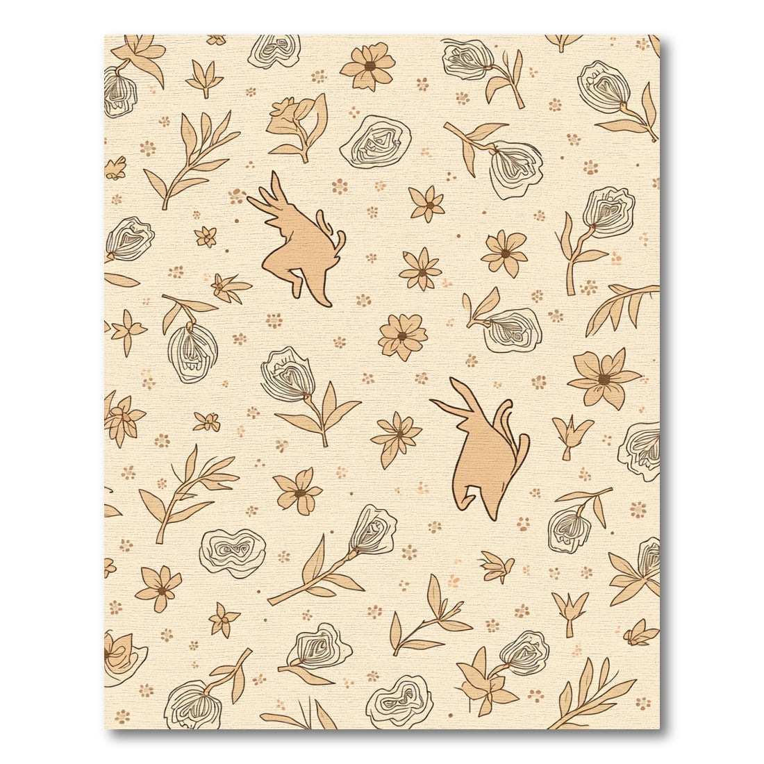 Delicate Brown Bunny Floral Vine Rug