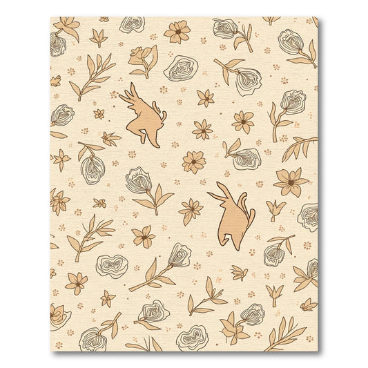 Delicate Brown Bunny Floral Vine Rug