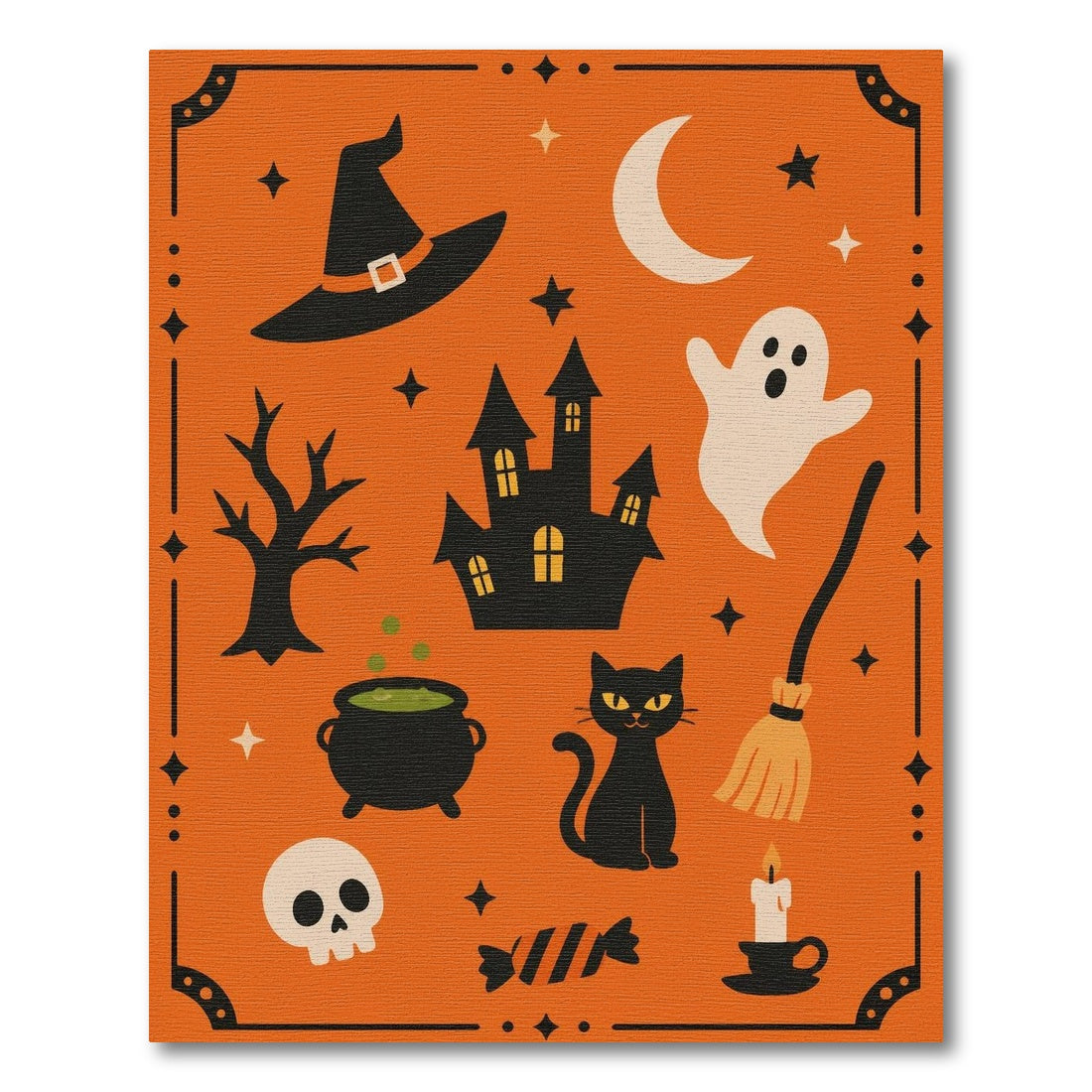 Spooky Halloween Orange Kids Cartoon Area Rug
