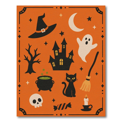Spooky Halloween Orange Kids Cartoon Area Rug