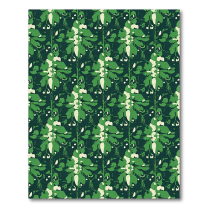 Emerald Green Floral Botanical Arrangement Rug