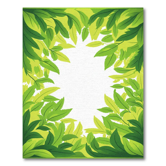 Vibrant Lush Green Leafy Border Rug