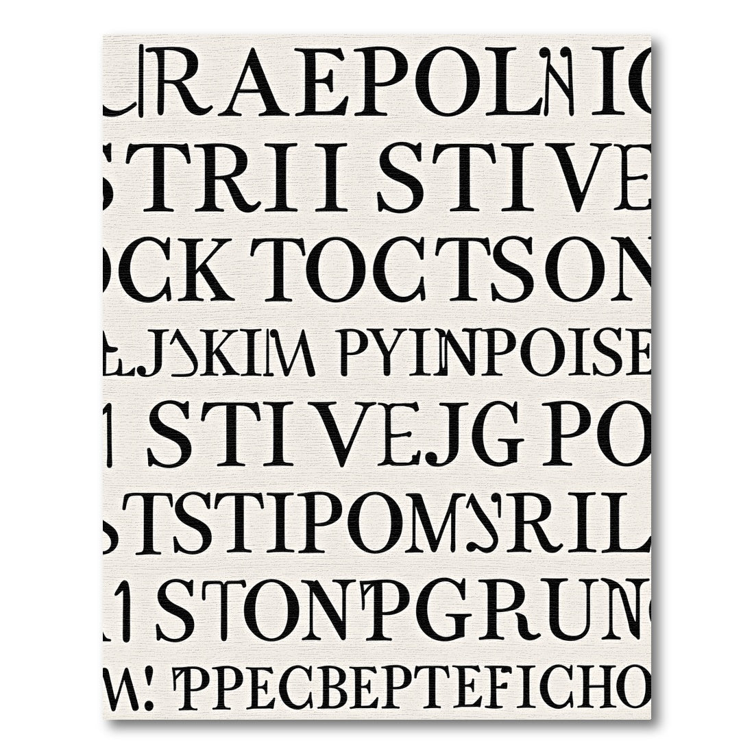 Black White Typographic Allover Text Rug