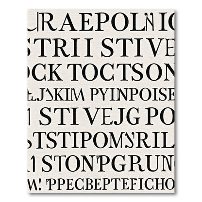 Black White Typographic Allover Text Rug