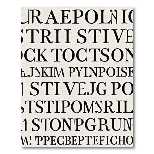 Black White Typographic Allover Text Rug