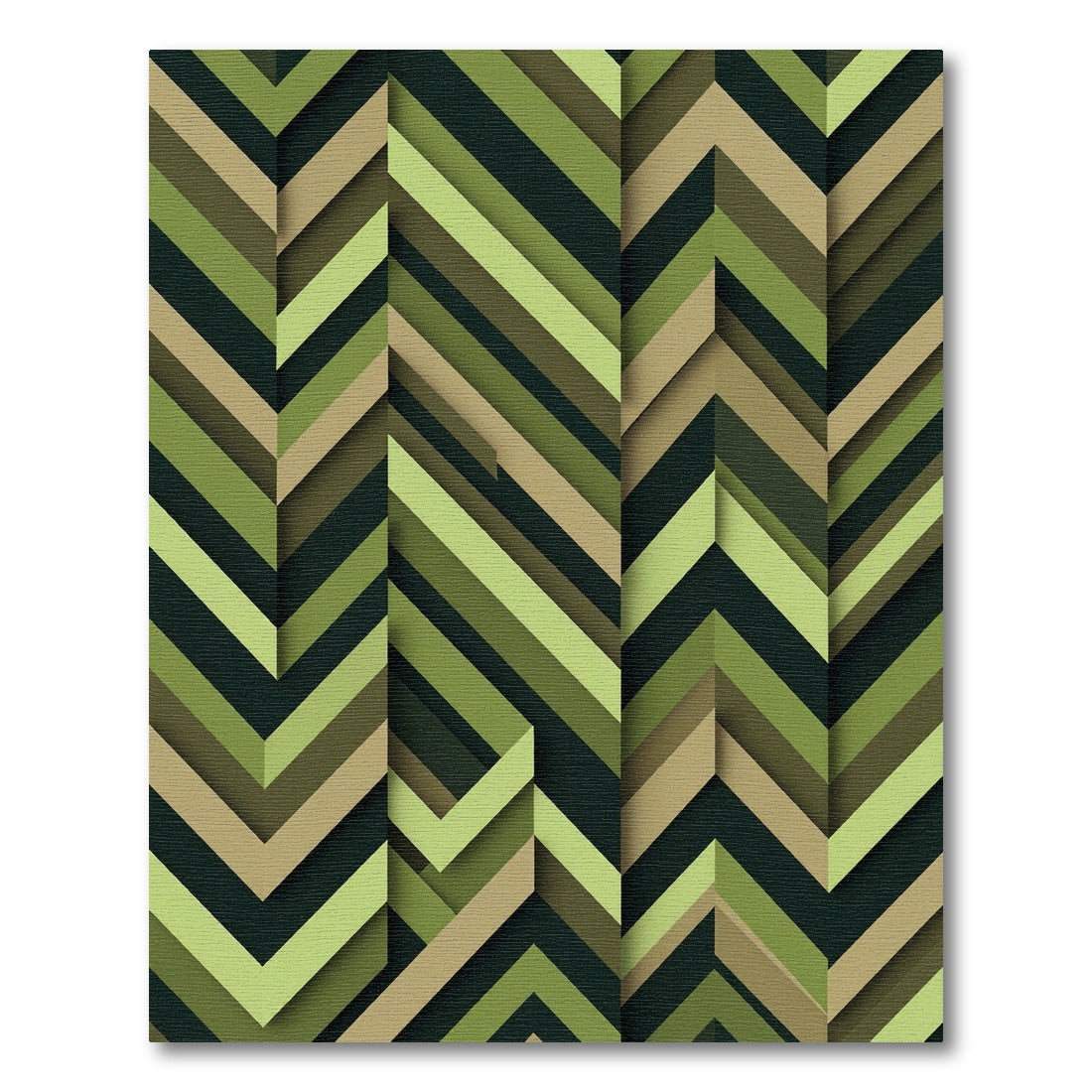 Olive Green Chevron Stripe Abstract Rug