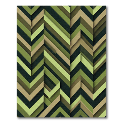 Olive Green Chevron Stripe Abstract Rug