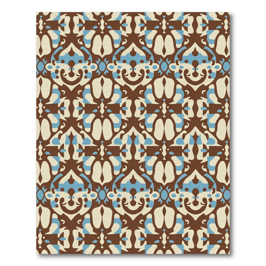 Brown Blue Cream Abstract Symmetry Rug