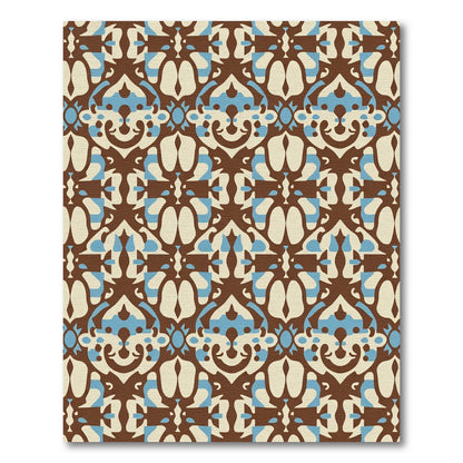 Brown Blue Cream Abstract Symmetry Rug