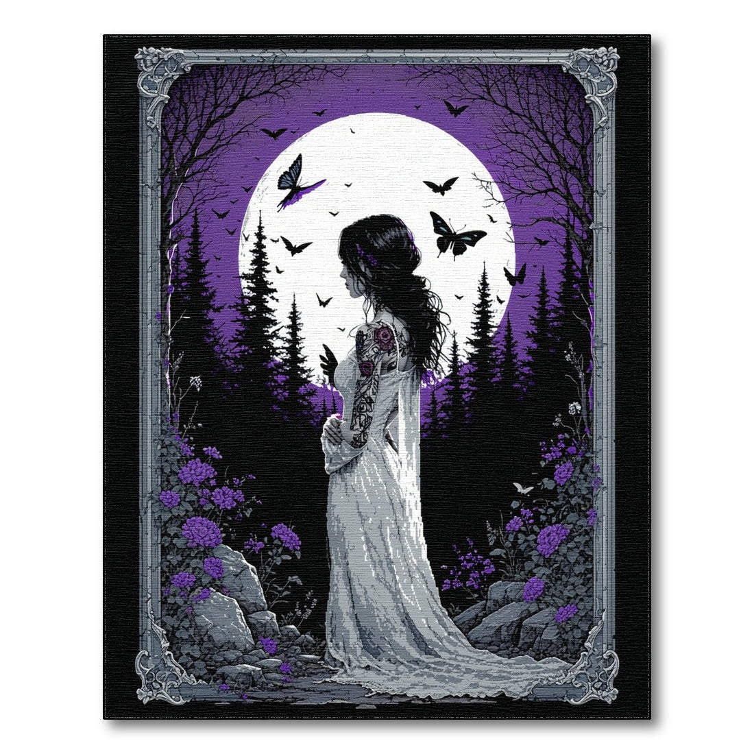 Purple Moonlit Forest Washable Area Rug
