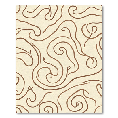 Earthy Brown Swirl Abstract Lines Rug